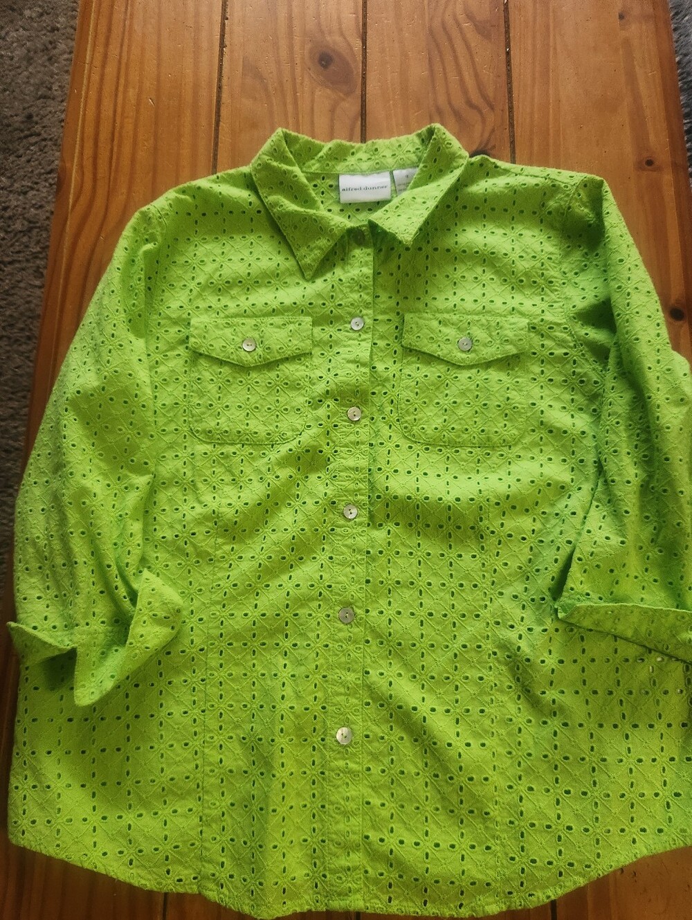 Alfred Dunner Button Up Blouse Green Size 18